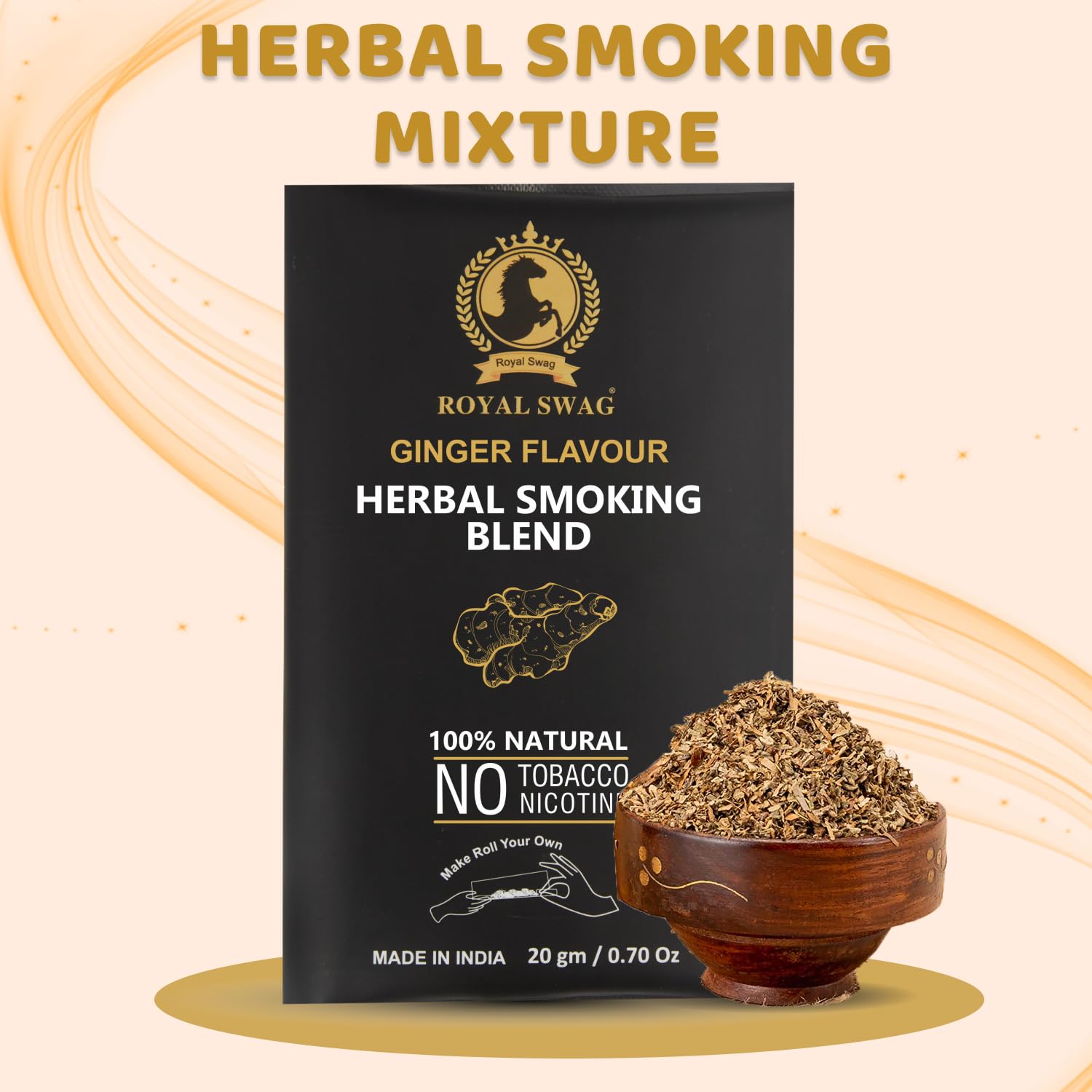 100% Nicotine & Tobacco Free Smoking Mixture(20 gram) | Ginger Flavor