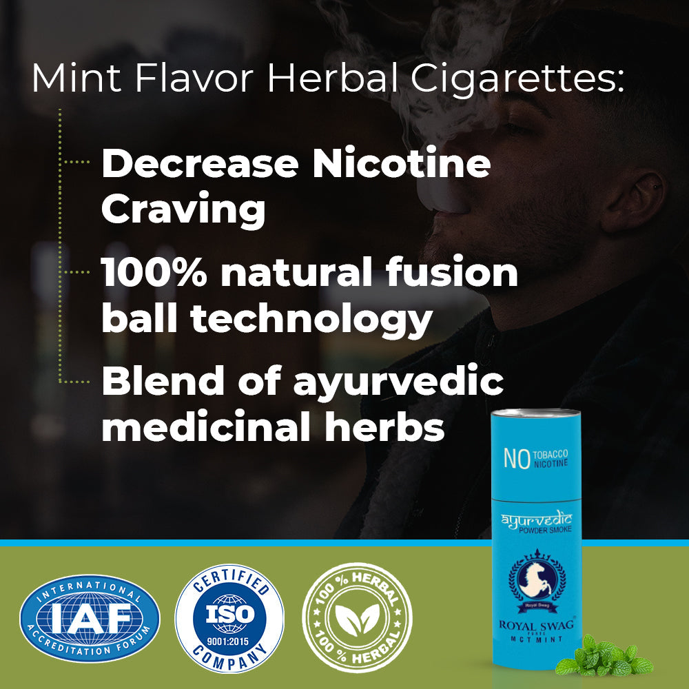 Royal Swag Ayurvedic Herbal Mint Flavoured (MCT) Cigarettes - 05 Sticks Packet