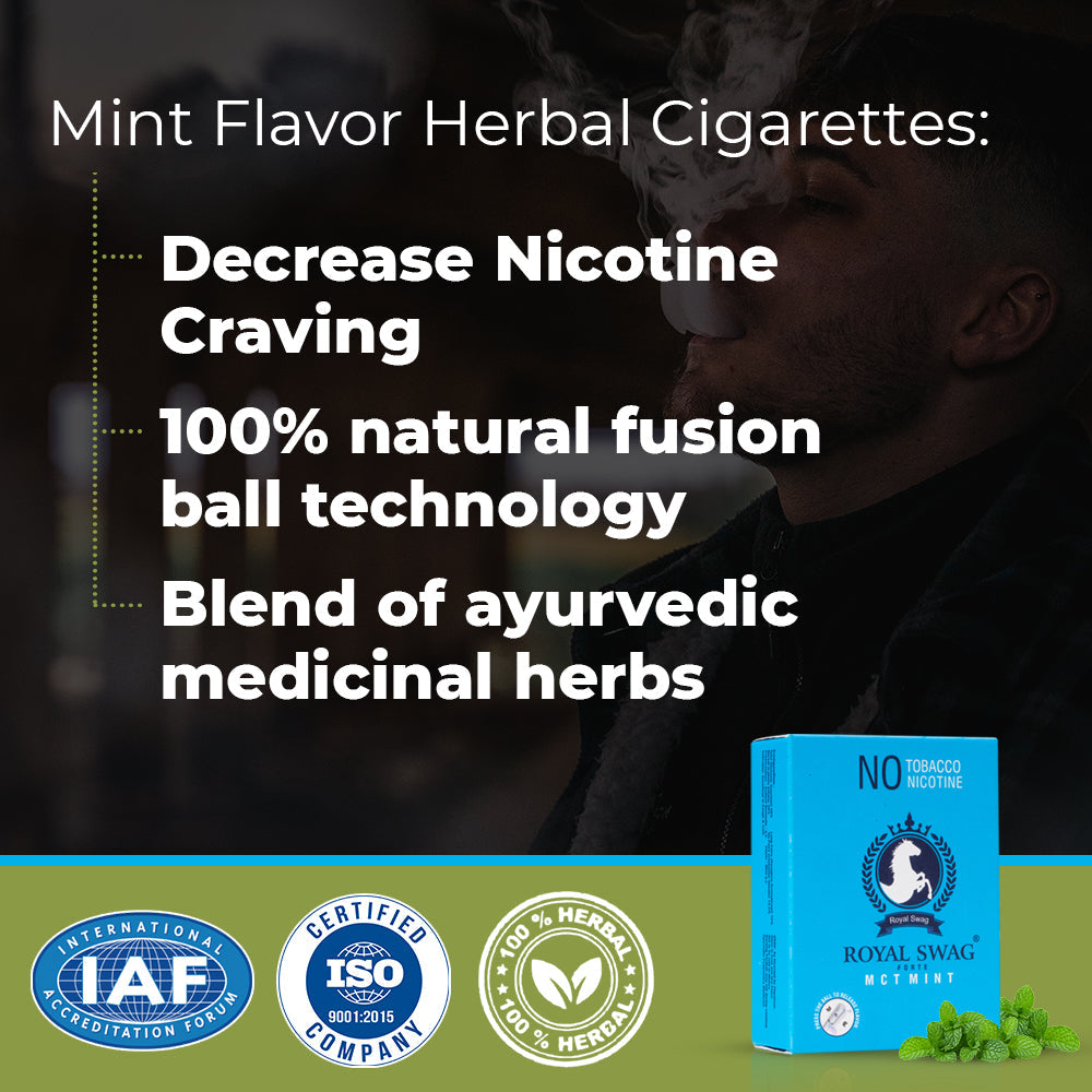 Royal Swag Ayurvedic Herbal Mint Flavoured (MCT) Cigarettes - 20 Sticks